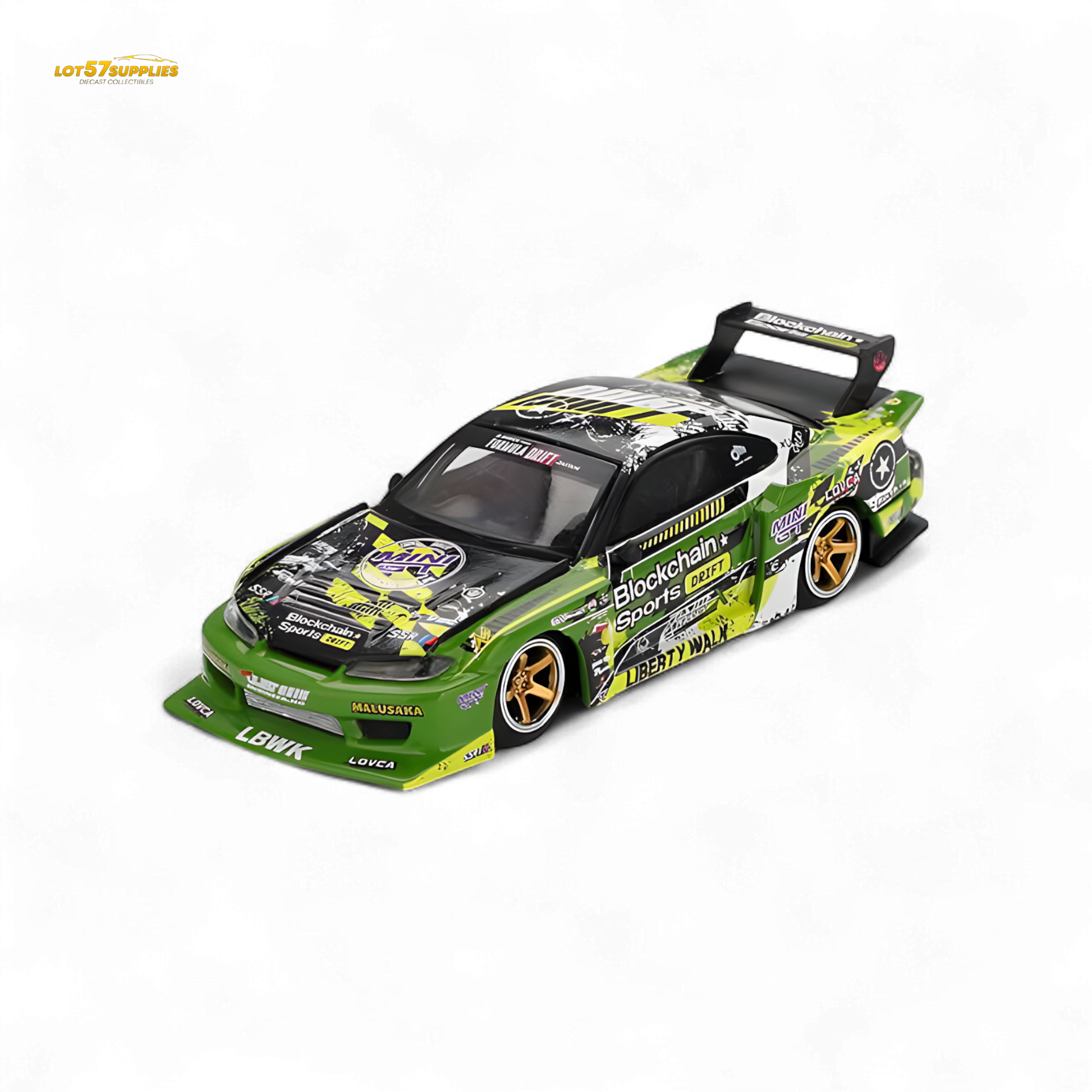 Mini GT Nissan LB-Super Silhouette S15 SILVIA #555 V2 2024 Formula Drift Japan - Evergreen Kings