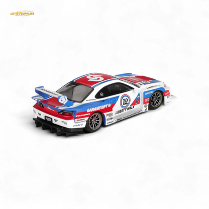 Mini-GT Nissan S15 Silvia LBWK diecast model in 1:64 scale, detailed Nissan car collectible by Lot57Supplies Diecast Shop.