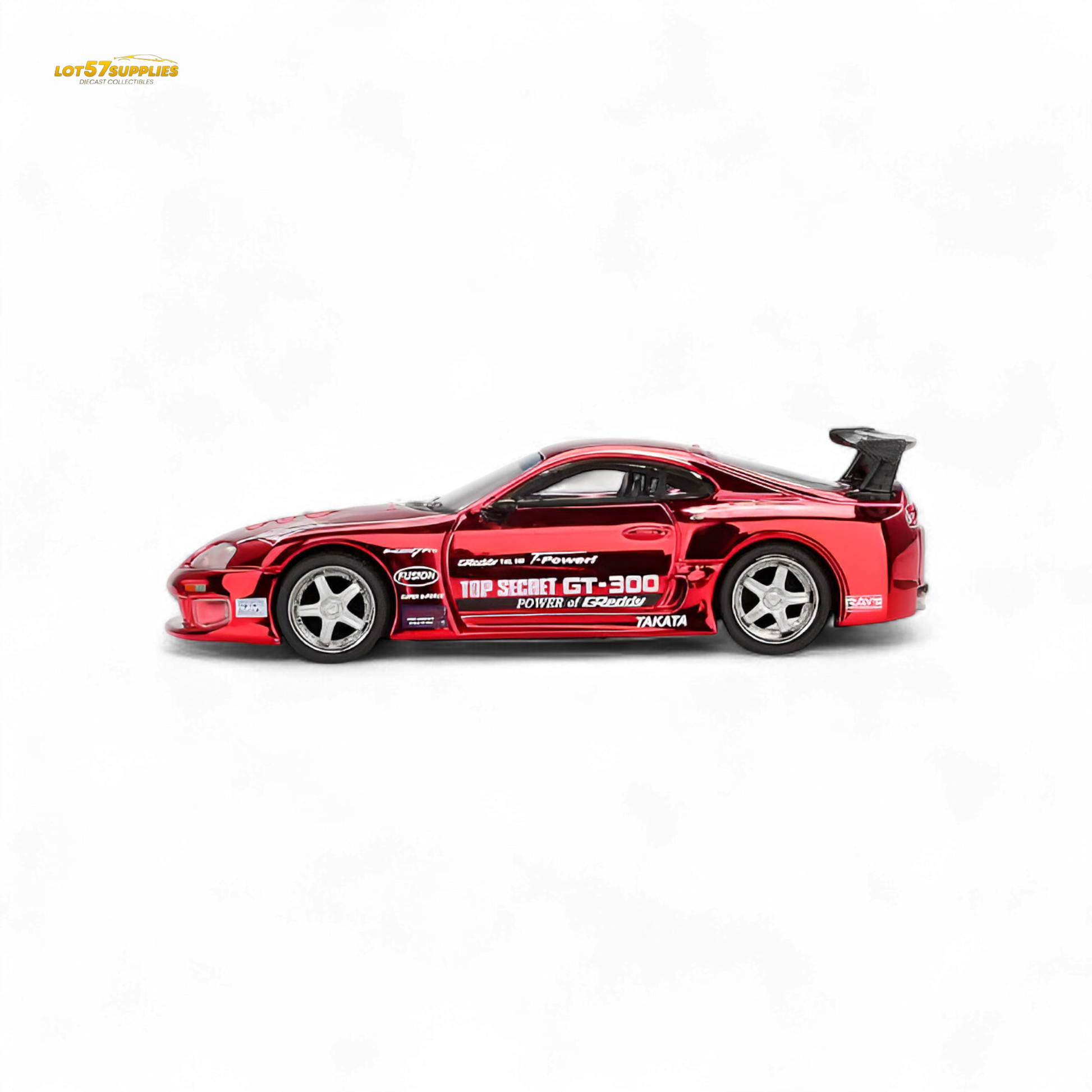 Mini GT Toyota Supra A80 Top Secret GT-300 diecast car in 1:64 scale, detailed model from Lot57Supplies Diecast Shop.