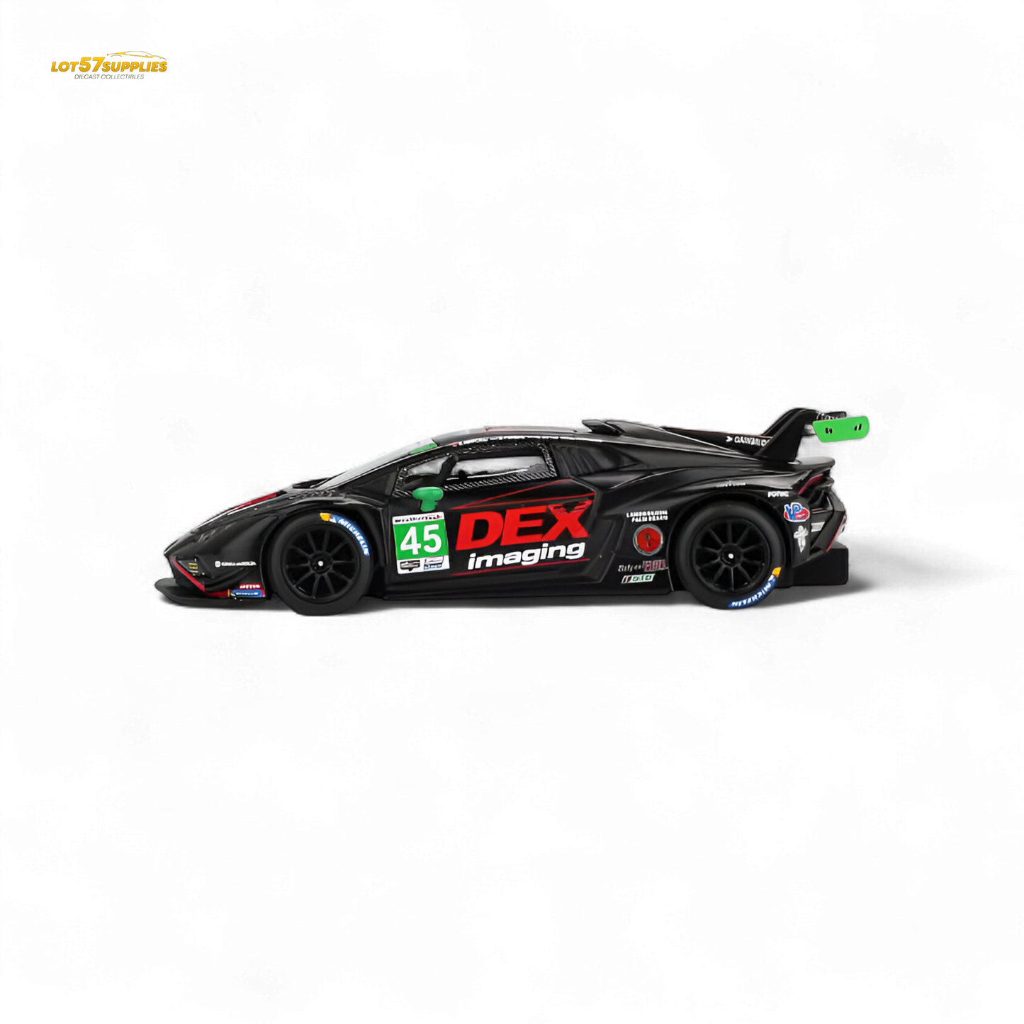 MiniGT Lamborghini Huracan STO2 LB 645 DEX diecast model in 1:64 scale, detailed Lamborghini collectible toy.