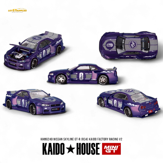 (Pre-Order) KAIDO Nissan Skyline GT-R R34 Racing Factory V2 1:64 - Evergreen Kings