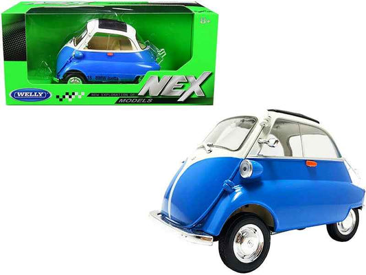 BMW Isetta Blue and White "NEX Models" 1/18 Diecast Model Car by Welly