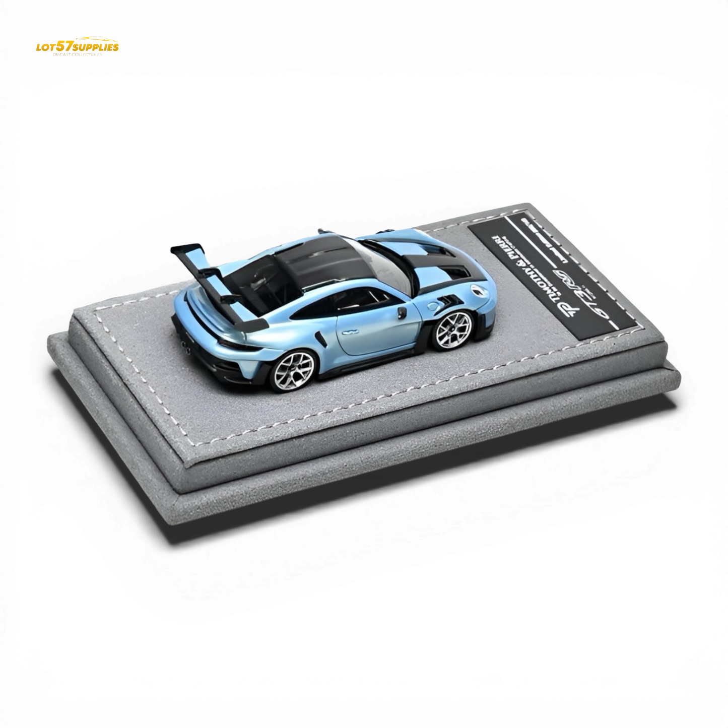 Blue 1:64 scale TP Porsche 911 992 GT3 RS diecast model from Lot57Supplies Diecast Shop, showing detailed exterior and racing design.