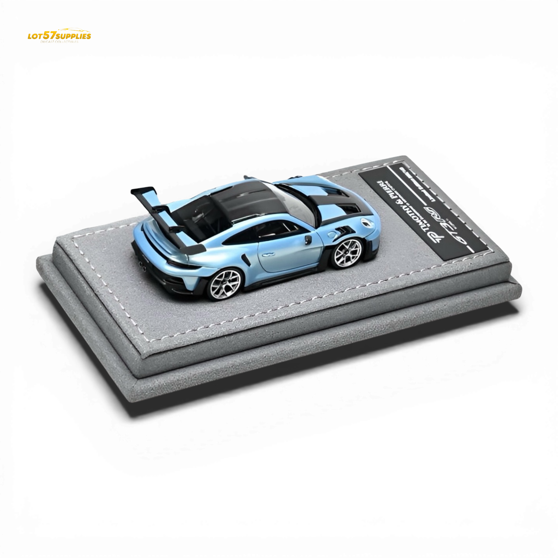 Blue 1:64 scale TP Porsche 911 992 GT3 RS diecast model from Lot57Supplies Diecast Shop, showing detailed exterior and racing design.