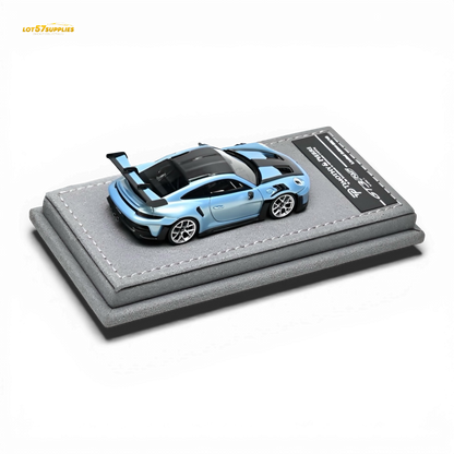 Blue 1:64 scale TP Porsche 911 992 GT3 RS diecast model from Lot57Supplies Diecast Shop, showing detailed exterior and racing design.