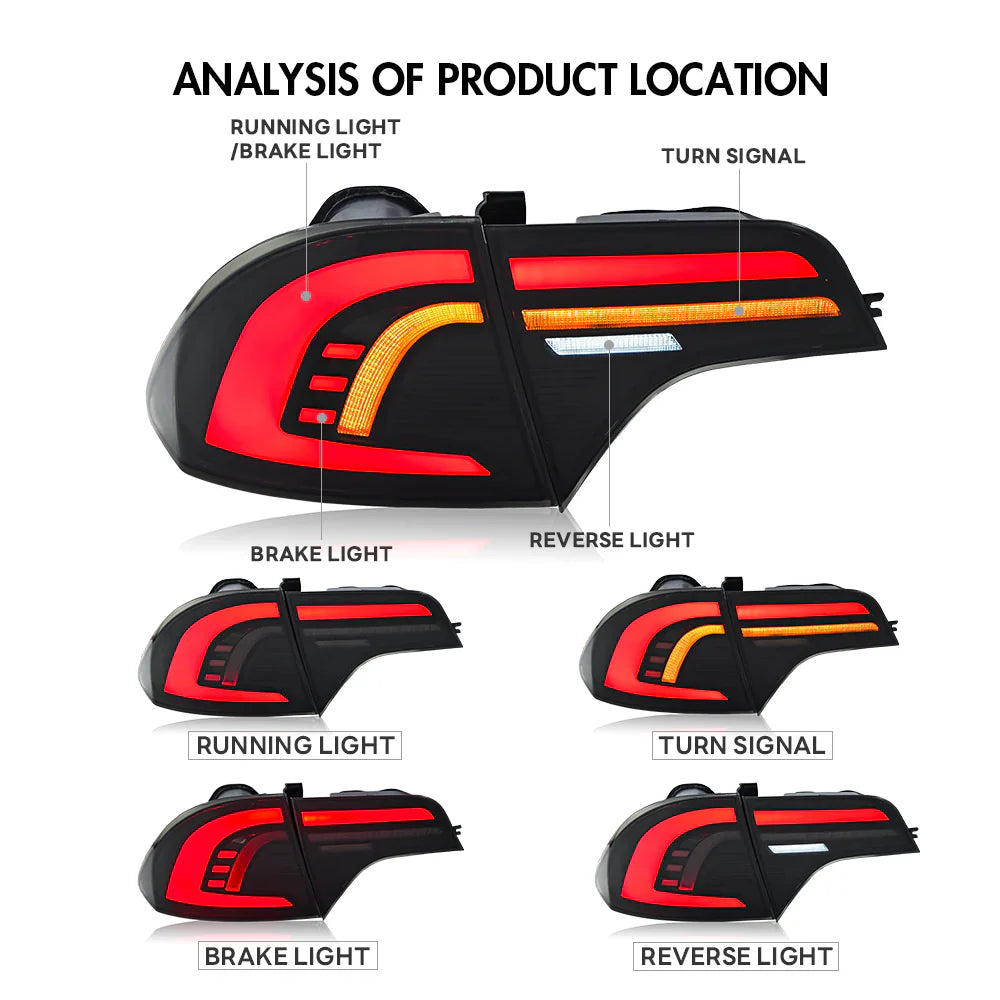 NTXGlow LED tail lights for Honda Civic Sedan 2006-2011 with clear lens, featuring modern, bright lighting for rear visibility.