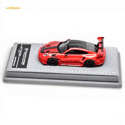 Red 1:64 scale TP Porsche 911 992 GT3 RS diecast model, detailed miniature sports car from Lot57Supplies Diecast Shop.