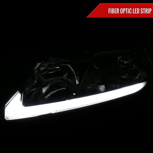 Spec-D OEM-style LED strip headlights for 2006-2011 Honda Civic Sedan, chrome smoked finish, featuring modern LED lighting.