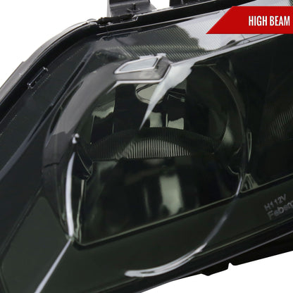 Spec-D OEM-Style LED strip headlights for 2006-2011 Honda Civic Sedan in chrome smoked finish, featuring sleek LED accents.
