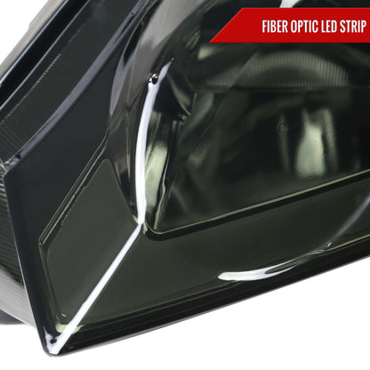 Spec-D OEM-style LED strip headlights for 2006-2011 Honda Civic Sedan in chrome and smoked finish, featuring modern LED lighting.