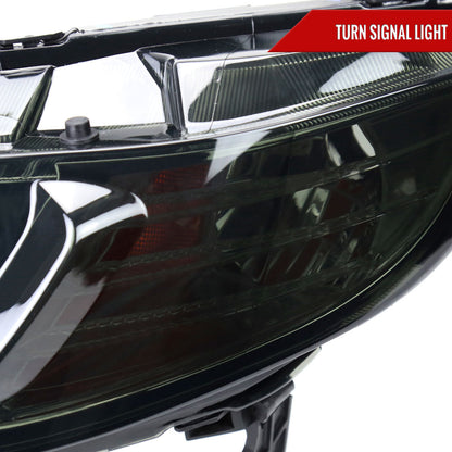 Spec-D OEM-Style LED strip headlights for 2006-2011 Honda Civic Sedan in chrome and smoked finish, featuring modern LED lighting.