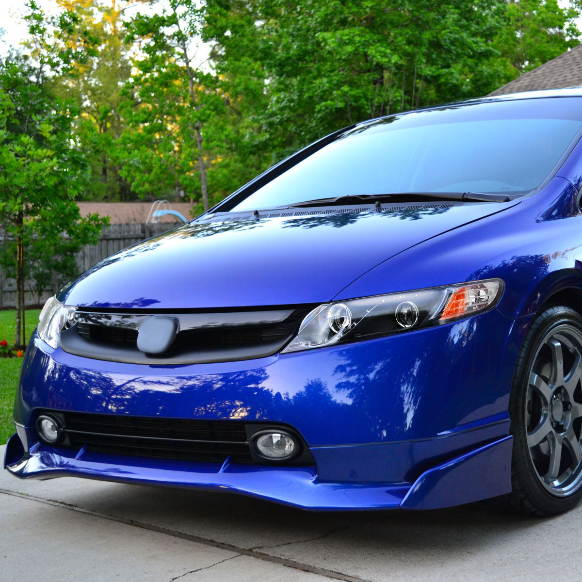 Spec-D R8-Style LED strip headlights for 2006-2011 Honda Civic sedan in black, featuring modern LED lighting design.