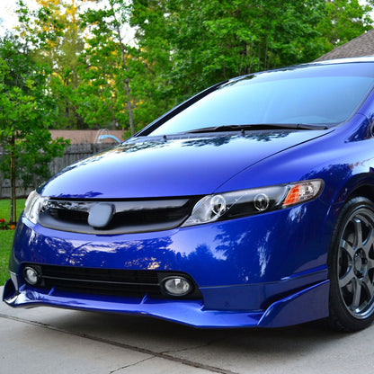 Spec-D R8-Style LED strip headlights for 2006-2011 Honda Civic sedan in black, featuring modern LED lighting design.