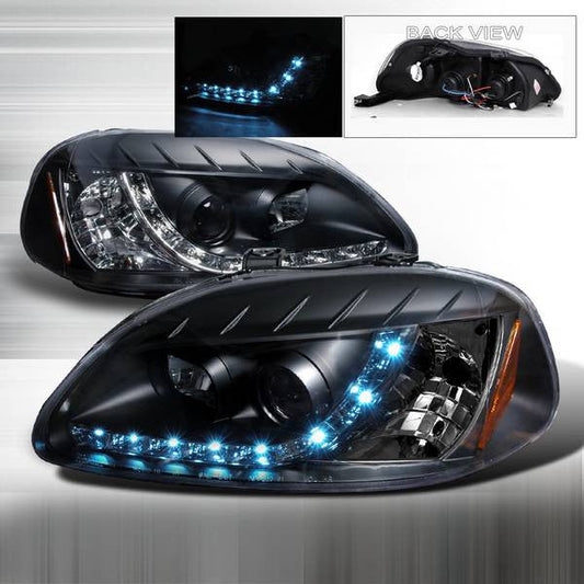 Spec-D 96-98 Honda Civic R8 Halo Projector Headlights Black - Evergreen Kings