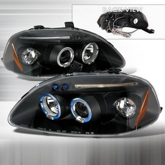 Spec-D 96-98 Honda Civic Halo Projector Headlights Black - Evergreen Kings