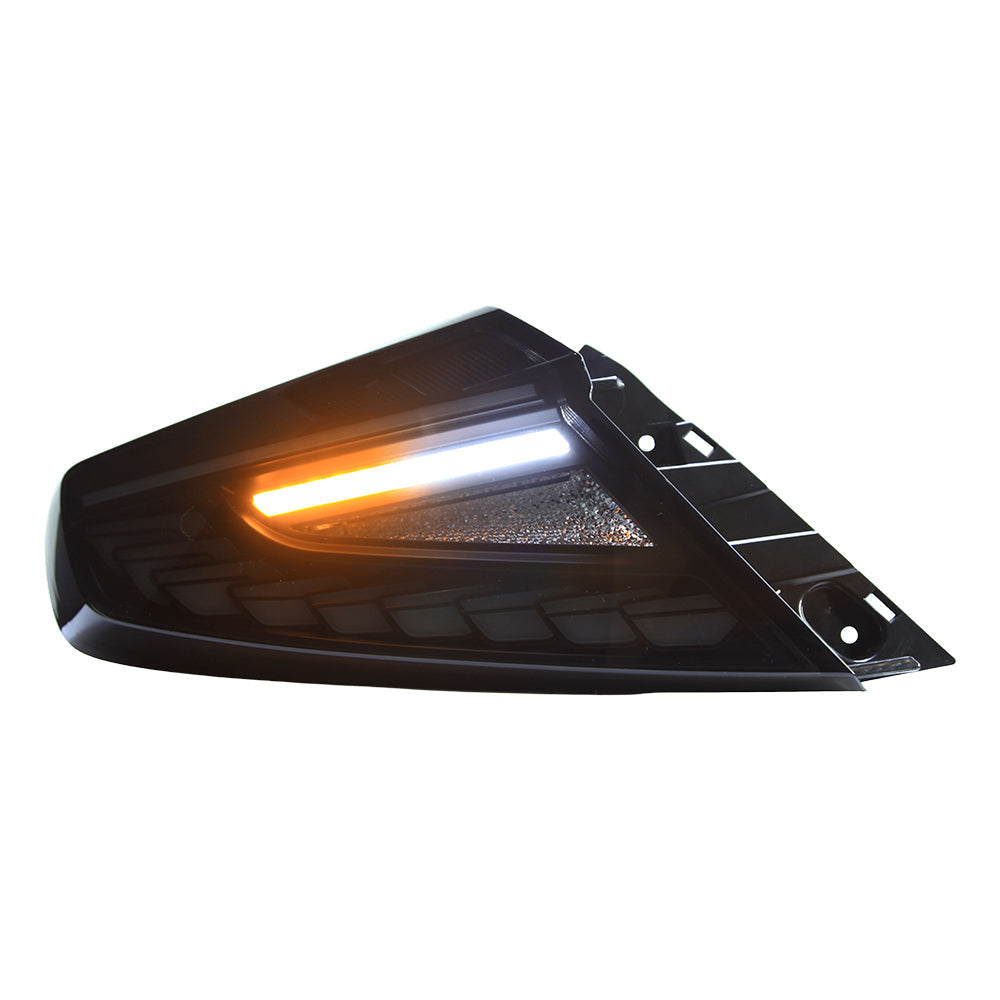 OLM Phantom-Spec LED taillights with smoke lens and white optic for 2022+ Subaru WRX, showcasing sleek automotive lighting.