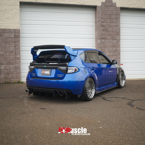 JDMuscle WRX/STI VS Style spoiler with brake lights, ABS finish, paint matched, partial carbon fiber for 2008-2014 Subaru WRX or STI