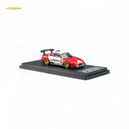Miniature MicroTurbo Toyota MR2 diecast model in Marlboro livery, 1:64 scale, featuring detailed decals and vibrant racing design.