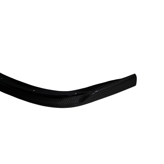 JDMuscle carbon fiber front lip for 2011-2014 Subaru WRX/STI, CS2 style, enhancing the vehicle's sporty appearance.