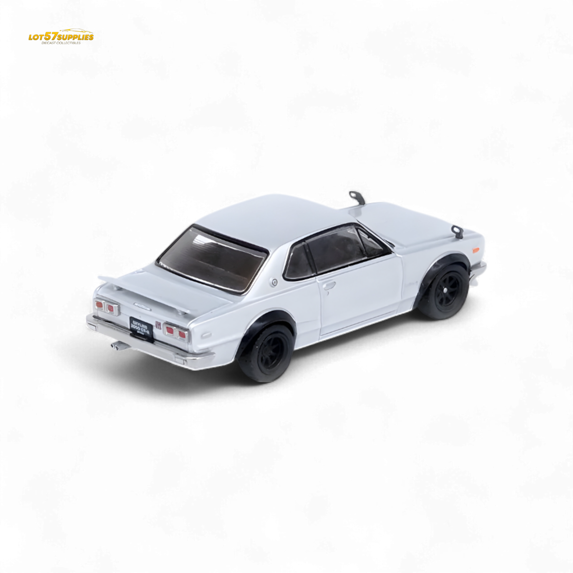 Silver Inno64 Nissan Skyline 2000GT-R (KPGC10) diecast model car, detailed 1:64 scale collectible from Lot57Supplies Diecast Shop.