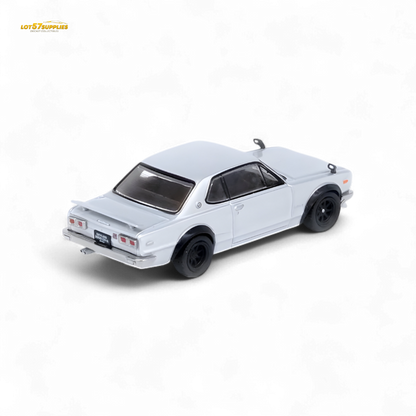 Silver Inno64 Nissan Skyline 2000GT-R (KPGC10) diecast model car, detailed 1:64 scale collectible from Lot57Supplies Diecast Shop.