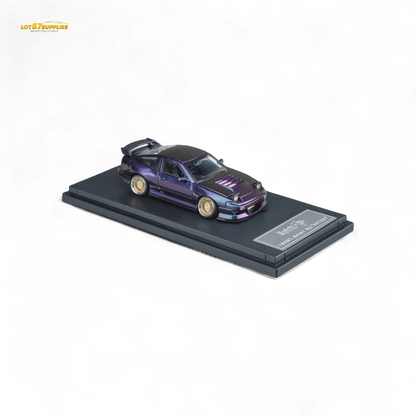 Purple chameleon Nissan 180SX MicroTurbo diecast model by Lot57Supplies, detailed 1:64 scale miniature car.