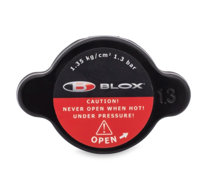 FR SPORT BLOX Racing radiator cap for 88-91 Honda Civic, 1.3 Bar pressure, durable metal construction, visible on engine cooling system.