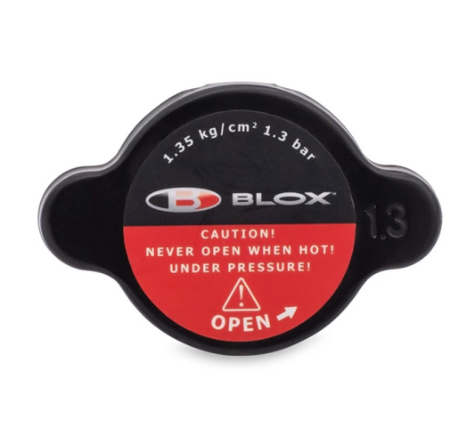 FR SPORT BLOX Racing radiator cap for 88-91 Honda Civic, 1.3 Bar pressure, durable metal construction, visible on engine cooling system.