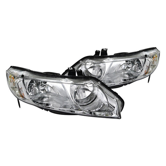 Spec-D crystal headlights for 2006-2011 Honda Civic sedan, chrome and clear design, high-quality automotive headlight replacement