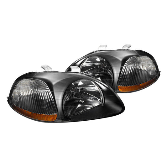 Spec-D 96-98 Honda Civic Headlights Black Amber Reflectors - Evergreen Kings