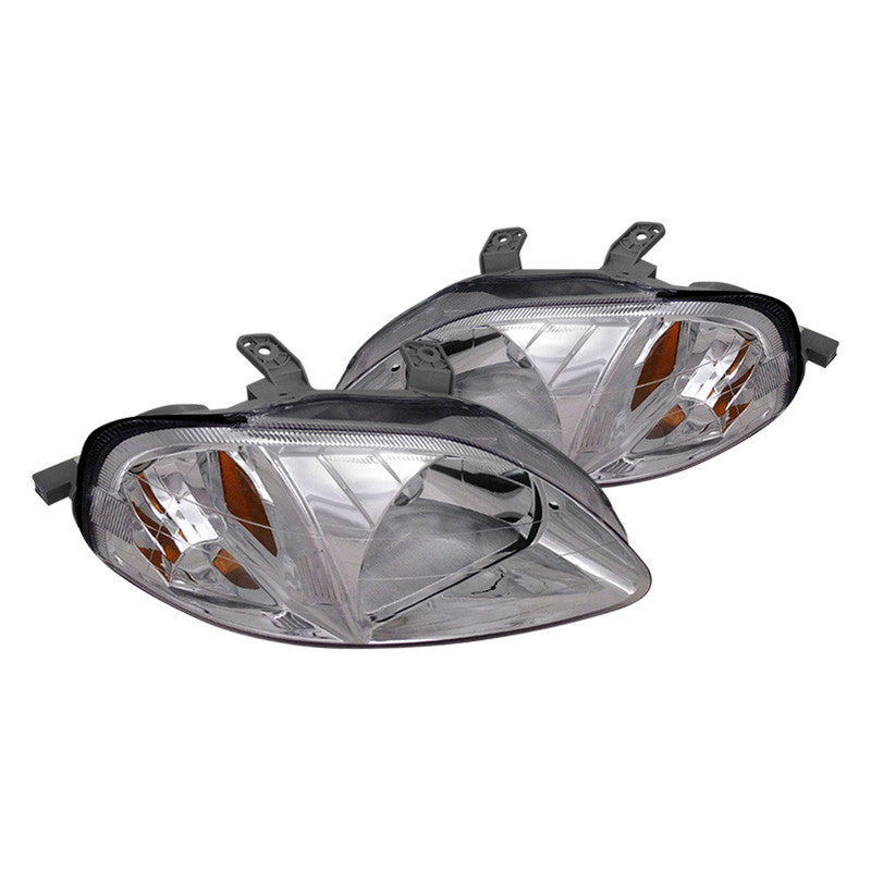 Spec-D 99-00 Honda Civic Crystal Euro Chrome Headlights - Evergreen Kings