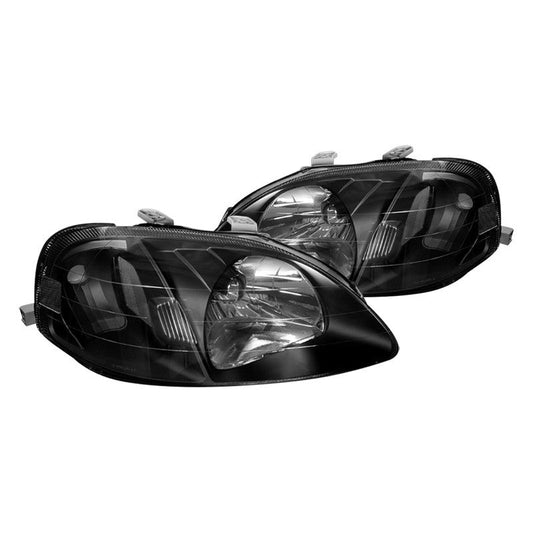 Spec-D 99-00 Honda Civic Headlights Black Amber Reflectors - Evergreen Kings