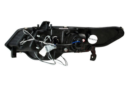 Spec-D dual halo projector headlights for 2006-2011 Honda Civic coupe in chrome finish, featuring modern lighting design.