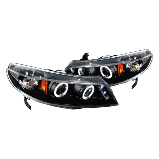 Spec-D 06-11 Honda Civic Sedan Halo Projector Headlights Black - Evergreen Kings