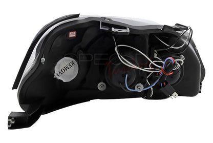 Dual halo LED projector headlights for Honda Civic 99-00 in chrome with clear lenses, featuring sleek modern design.