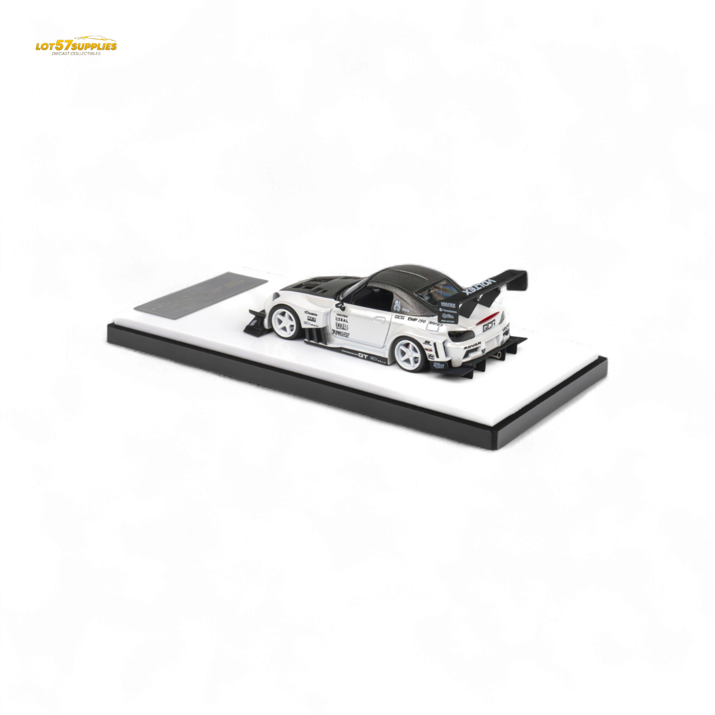 Metallic white Honda S2000 Microturbo diecast model in 1:64 scale, detailed design, by Lot57Supplies Diecast Shop