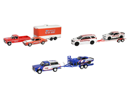 "Racing Hitch & Tow" Series #6 Set of 3 pieces 1/64 Diecast Model Cars by Greenlight