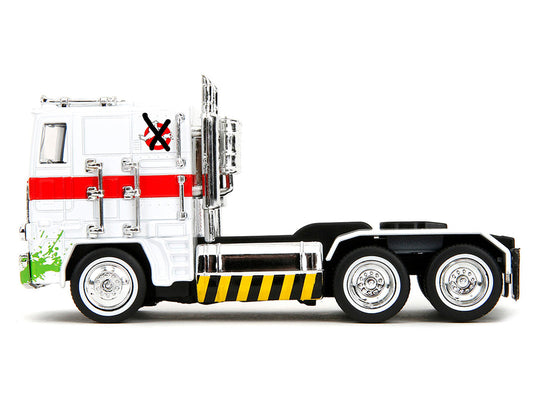 G1 Autobot Optimus Prime Truck White with Robot on Chassis from "Transformers" TV Series - "Ghostbusters" (1984) Movie Crossover "Hollywood Rides" Series Diecast Model by Jada