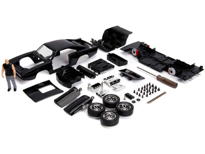Model Kit Dodge Charger R/T Black and Dom Diecast Figure "Fast & Furious" Movie "Build N' Collect" Series 1/24 Diecast Model Car by Jada