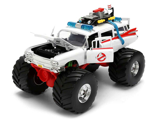 1959 Cadillac Ambulance Ecto-1 "Ghostbusters" (1984) Movie Monster Truck Version "Hollywood Rides" Series 1/24 Diecast Model Car by Jada