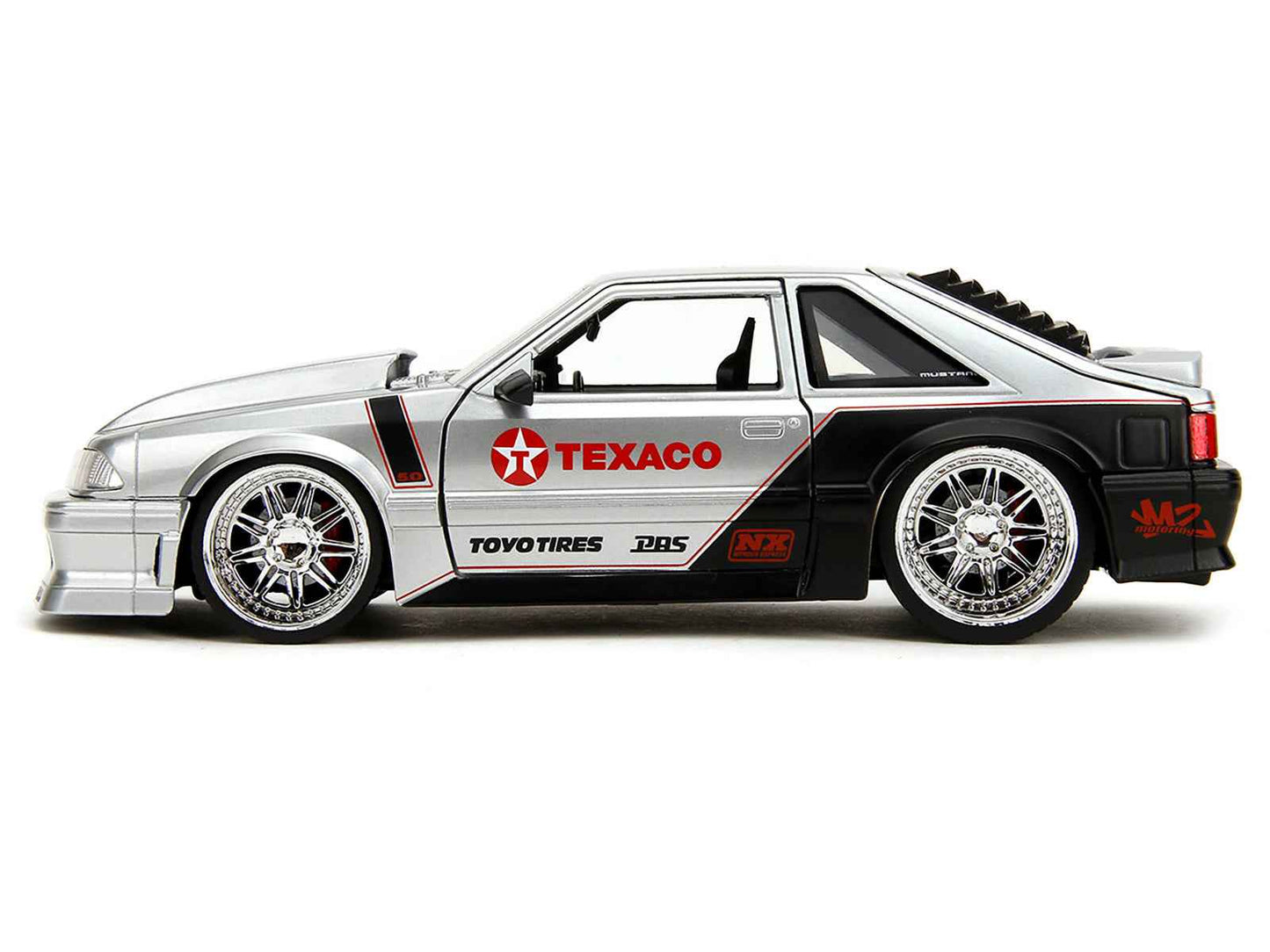 1989 Ford Mustang GT "Texaco" Silver Metallic and Matt Black "Bigtime Muscle" Series 1/24 Diecast Model Car by Jada