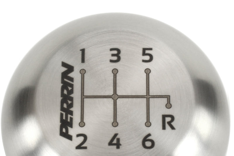 Large brushed stainless steel PERRIN shift knob for Honda Civic 6-speed models, designed for 2016+ JDMuscle shift knob replacement.