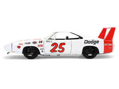 1969 Dodge Charger Daytona #25 White with Red Stripes "Bigtime Muscle" Series 1/24 Diecast Model Car by Jada