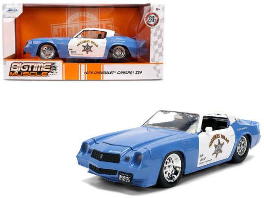 1979 Chevrolet Camaro Z28 Police "Highway Drag" Blue and White "Bigtime Muscle" Series 1/24 Diecast Model Car by Jada