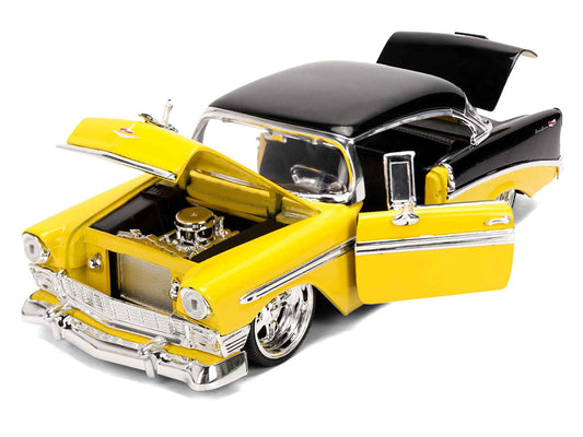 1956 Chevrolet Bel Air Yellow and Black "Bigtime Muscle" Series 1/24 Diecast Model Car by Jada