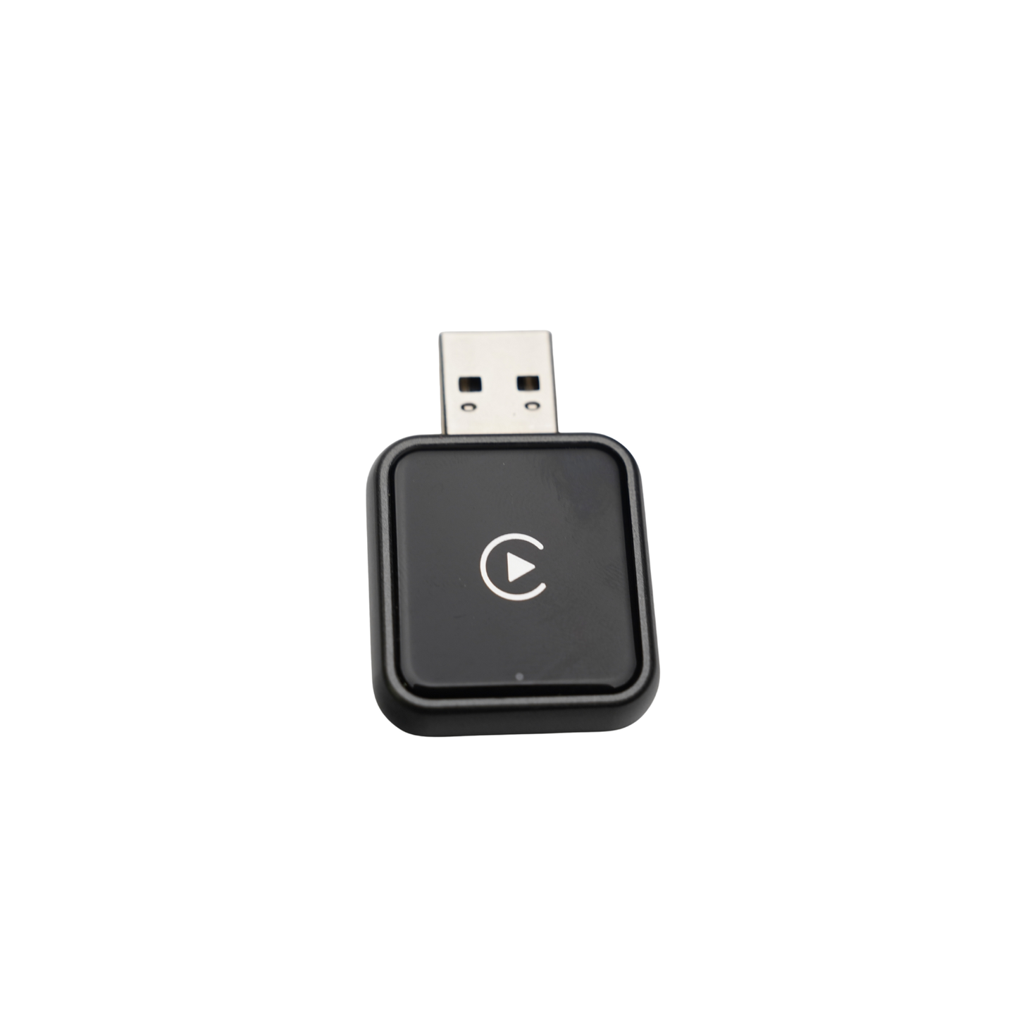 JDMuscle Wireless CarPlay and Android Auto Adapter V2 for 2019-2025 Subaru WRX and STI, showing the compact device connected to a car dashboard.