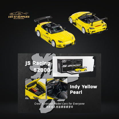 Yellow pearl Honda S2000 JS Racing Microturbo diecast model in 1:64 scale, detailed miniature from Lot57Supplies Diecast Shop.