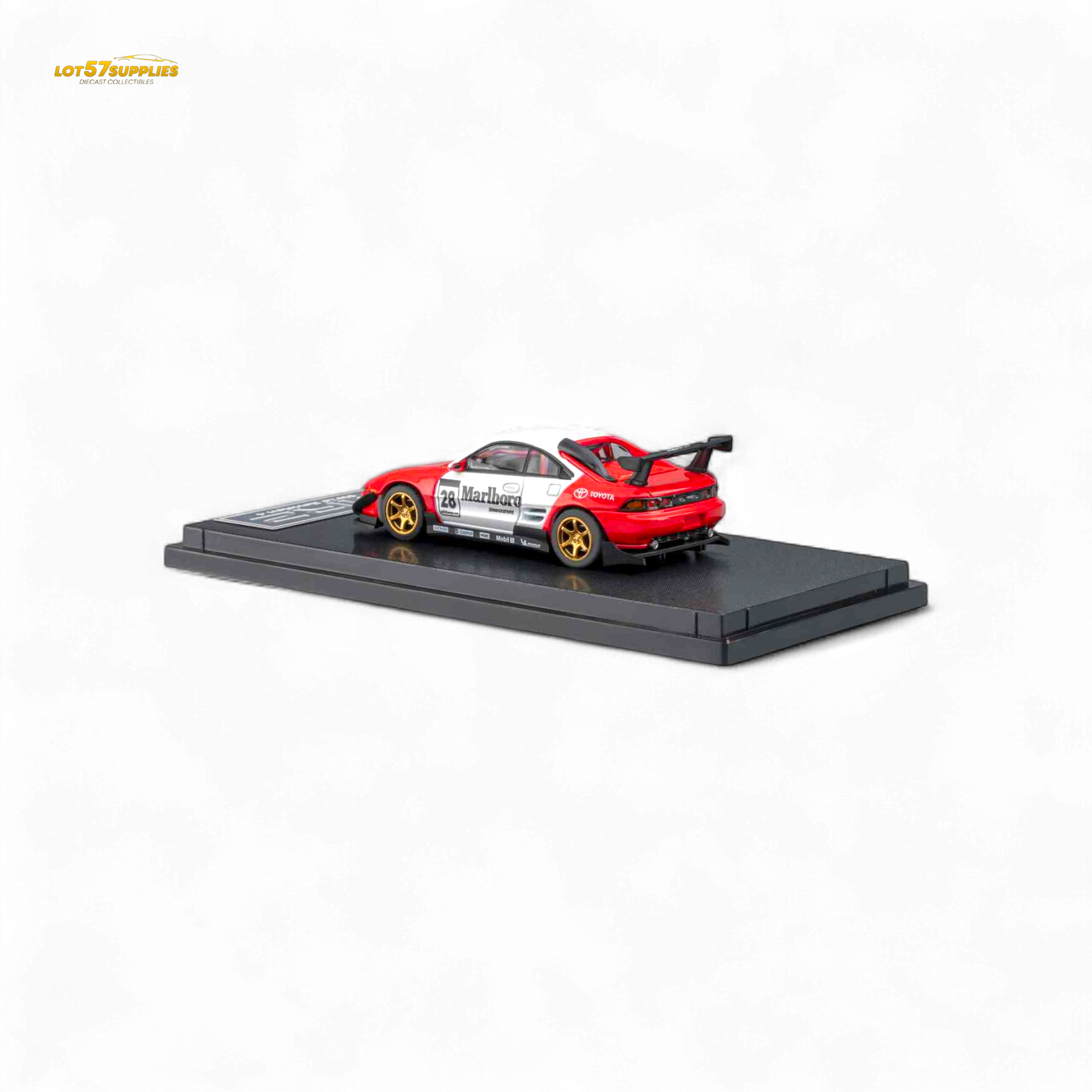 Pre-order MicroTurbo Toyota MR2 diecast model with Marlboro livery, 1:64 scale, showing detailed car with racing decals.