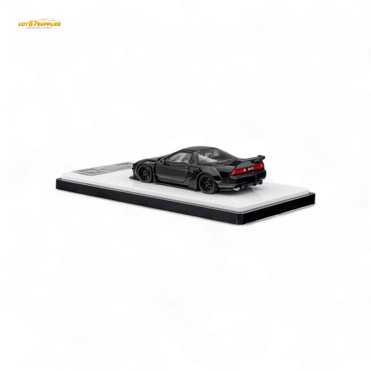 Gloss black Honda Microturbo NSX-R WideBody diecast model in 1:64 scale, detailed miniature car collectible.