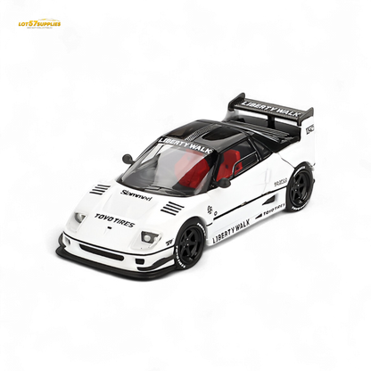 Mini-GT Mazda AZ-1 Liberty Walk LB40 diecast model in white, 1:64 scale, showcasing detailed Mazda miniature car.